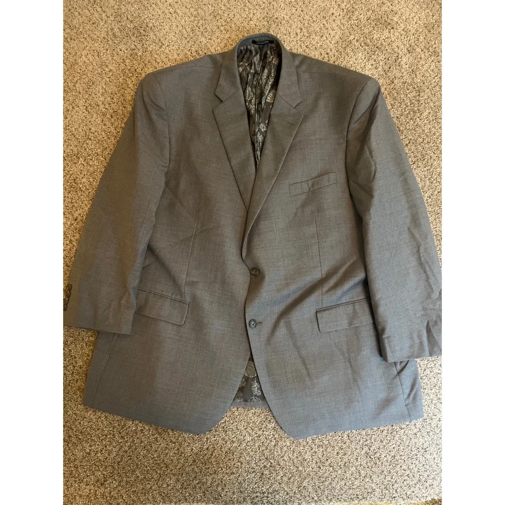 Jos A Bank Men's Sport Coat 50L Gray Two Button Wool Blend Blazer Jacket